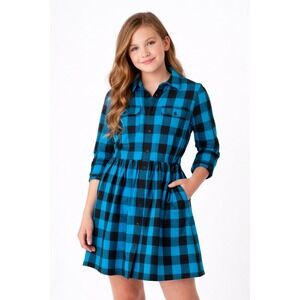 Polo Ralph Lauren Girls Size 16 Buffalo Plaid Flannel Shirt Dress